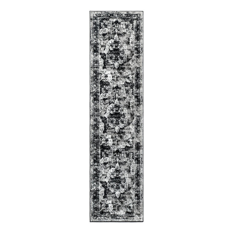 Tapis oriental Brandt, Tapis de couloir 2 pi x 8 pi, Noir, noir, noir, noir