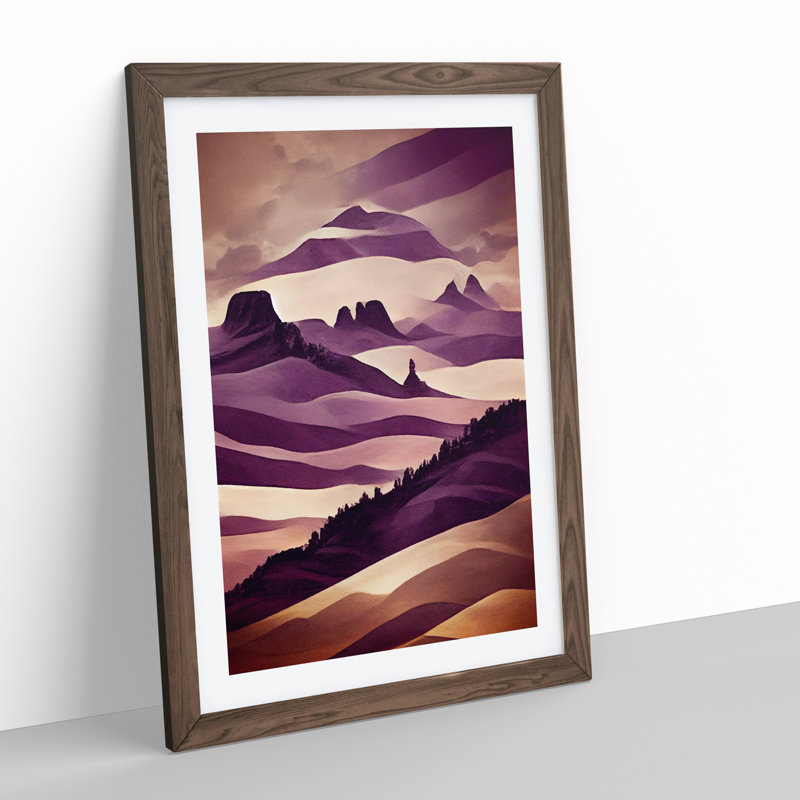 Mountain Landscape in Colour No.3 - Framed Print, 64cm H x 46cm W x 2cm D, Walnut