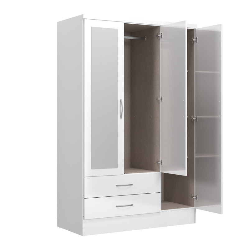 Armoire à vêtements 3 portes Gaytes, Blanc brillant