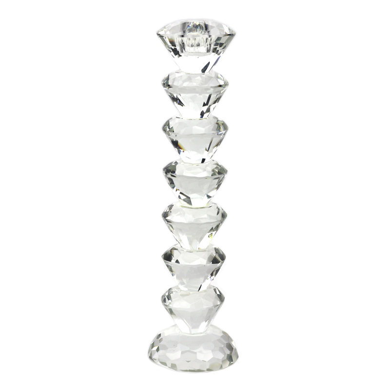 Bougeoir de table en cristal Sunset, H 12,5 po x l 3,25 po x P 3,25 po