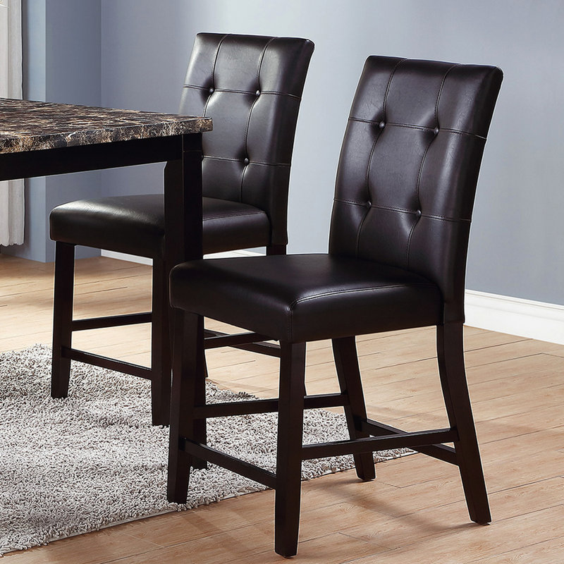 2 chaises de hauteur comptoir, en bois et construction, revêtues de similicuir, capacité de poids de 250 lb, structure et salle à manger 2, couvertes, additionnelles
