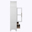 Armoire de salle de bain arquée avec 2 tiroirs, tablettes réglables, porte vitrée-118504691