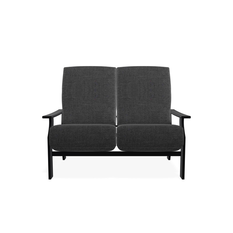 Causeuse à deux places avec siège en polymère St. Catherine, Tissage uni ardoise coulée Sunbrella®, Noir