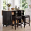 Ensemble d'îlot de cuisine roulant, chariot de rangement à plateau en bois, 2 tabourets de bar rembourrés-134077128-134676575