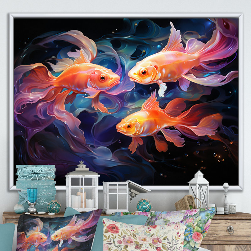 " Fishing Ethereal Eels ", 16" H x 32" W x 1" D, White Floater Framed