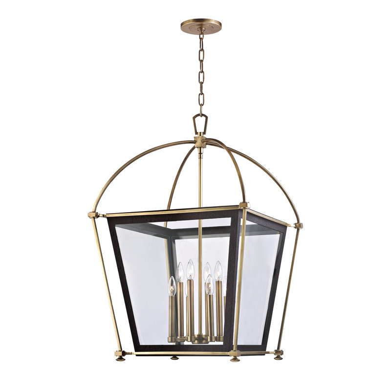 Luminaire suspendu géométrique à 4 lumières Hollis, Laiton vieilli, H 36 po x l 24 po x P 24 po
