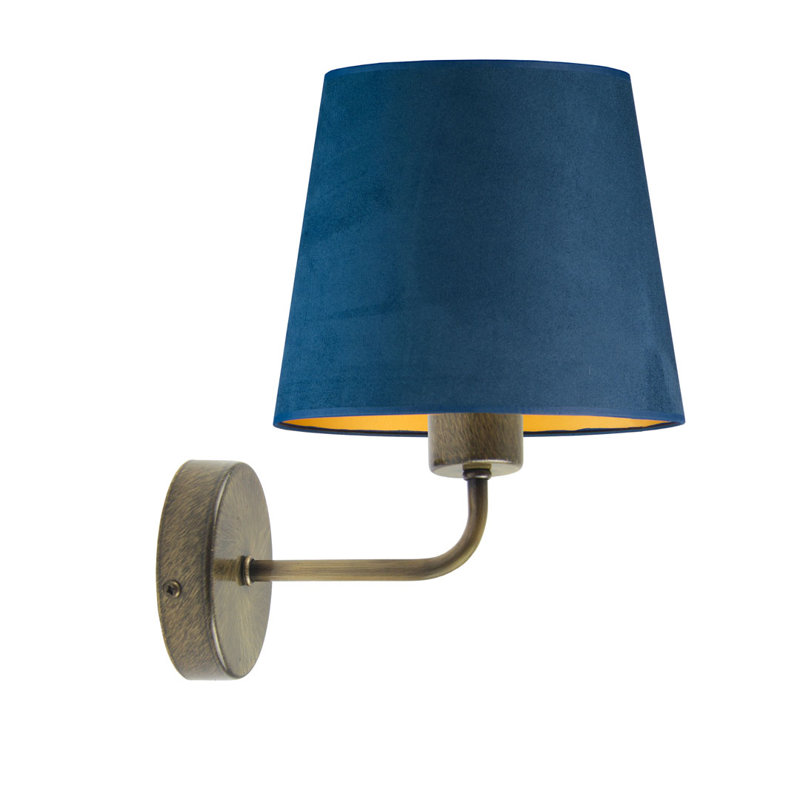 Buhler Armed Sconce, Navy/Gold, Bronze