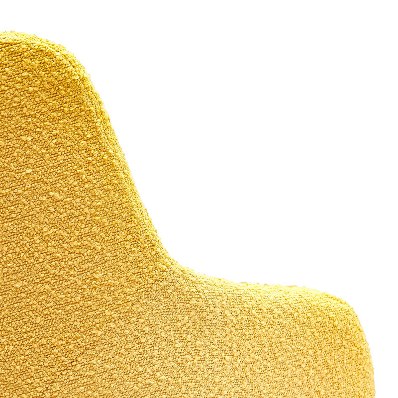 Upholstered Swivel Armchair, Yellow Polyester Blend