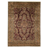 Hand Knotted Wool Area Rug in Red And Brown
