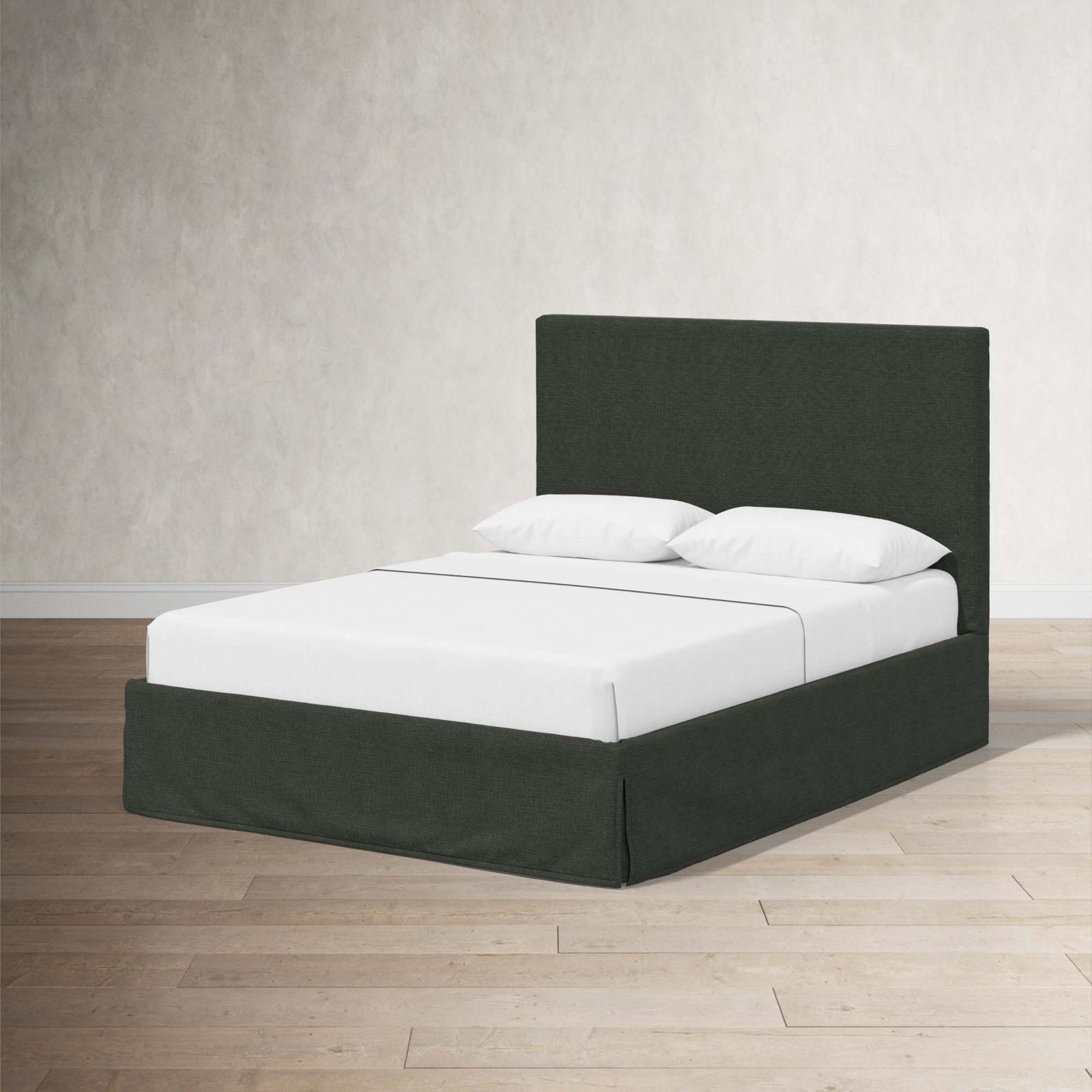 Verona Upholstered Slipcover Bed, Twin, Classic Black Linen