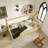Twin Tent-shaped Floor Bed,Teepee Bed with Guardrails,Slats and Door-701374921
