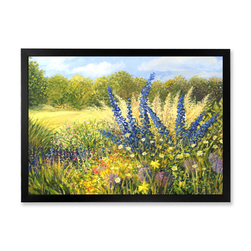 Fleurs sauvages - reproduction de cadre flottant sur toile, H 8 po x l 12 po x P 1 po, Cadre d'angle fermé noir