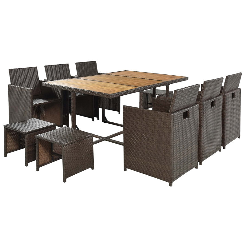 Ensemble de conversation en osier / rotin pour 6 personnes, Brun