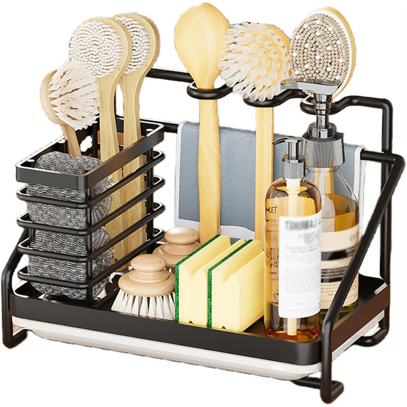 Organisateur de chariot d'évier de cuisine, égouttoir à tube de baguettes de cuisine, support de rangement pour articles de toilette, éponge d'évier de cuisine