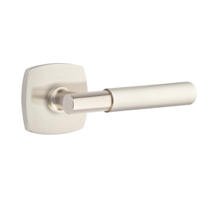 Myles Round Double Dummy Door Lever with Square Rosette, Satin Nickel, Right