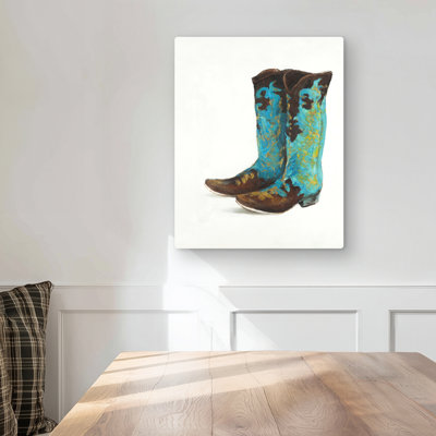 Blue Cowboy Boots - Western Brown Metal Print for Home Decor