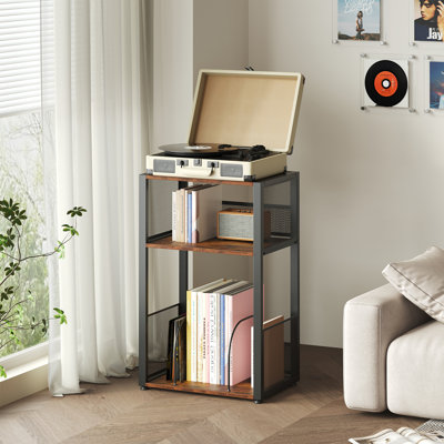 Support industriel à 3 niveaux pour tourne-disque, armoire de rangement en vinyle pour 100 albums, table de rangement pour salon, chambre à coucher et bureau