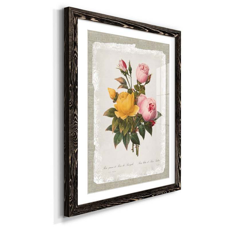 «Botanical Bouquet Roses», reproduction d'art graphique sur papier encadré, H 31,5 po x l 23,5 po x P 1,5 po, Noir