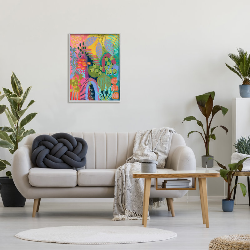 «Abstract Botanicals Vivid Hues» encadré sur bois par Suzanne Allard, peinture, H 30 po x l 24 po x P 1,5 po