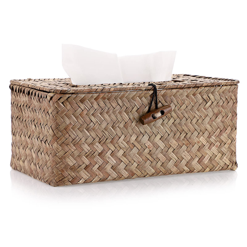 Tissue Box Cover Rectangle Tissue Box Seagrass Tissue Box Holder Woven Tissue Holder Decorative Tissue Cover
