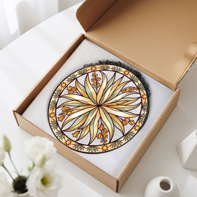 Panneau de vitrail floral Mandala