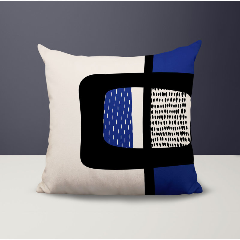 Coussin carré intérieur / extérieur pia, H 17 po x l 17 po, Navy Blue/Black/Off-White