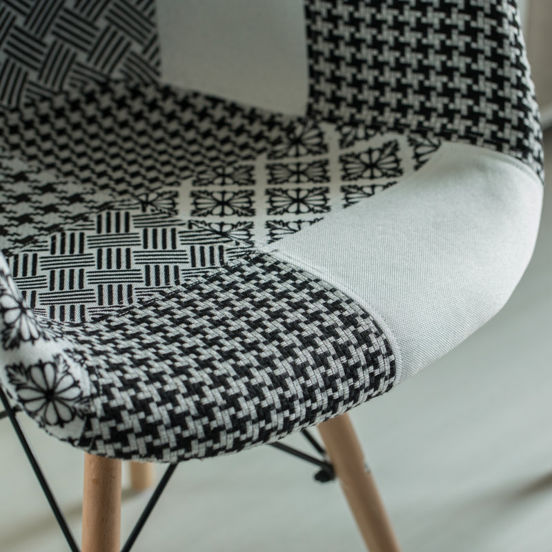 Dearbhl 16'' H Fabric Upholstered Beech Armchair, Black & White