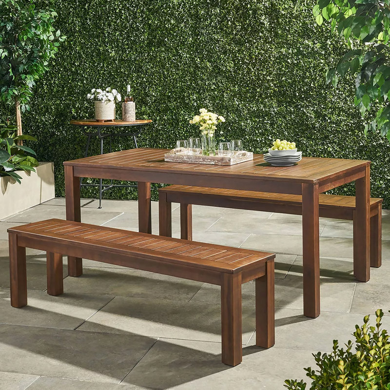 Outdoor Table And Two Benches