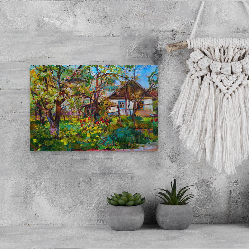 Art mural arbre en fleurs abstrait, H 12 po x l 18 po