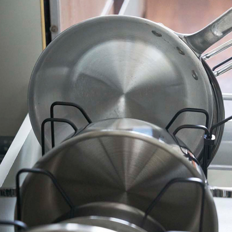 Tour Yamazaki Home, couvercle réglable et organisateur de casseroles, étagère de rangement pour tiroir de cuisine, acier