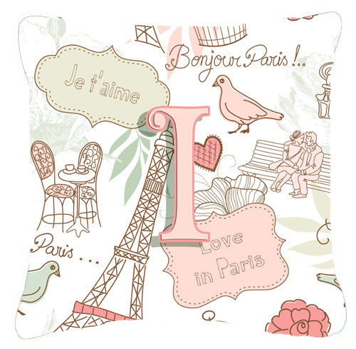 Lettre Love in Paris intérieur/extérieur Throw Pillow, 18" H x 18" L x 5.5" D, I