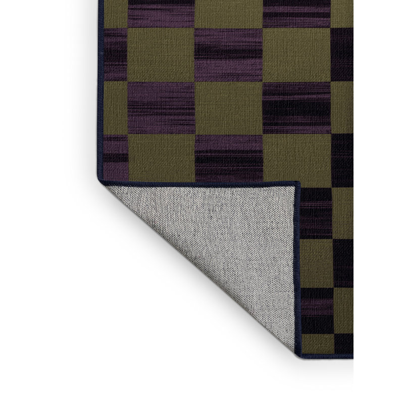 Machine Washable Checkered Purple Area Rug, Rectangle 6' x 9'