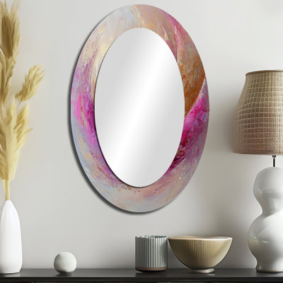 Abstract Lavender Tranquillity Balance II - Gold Modern Oval Wall Mirror