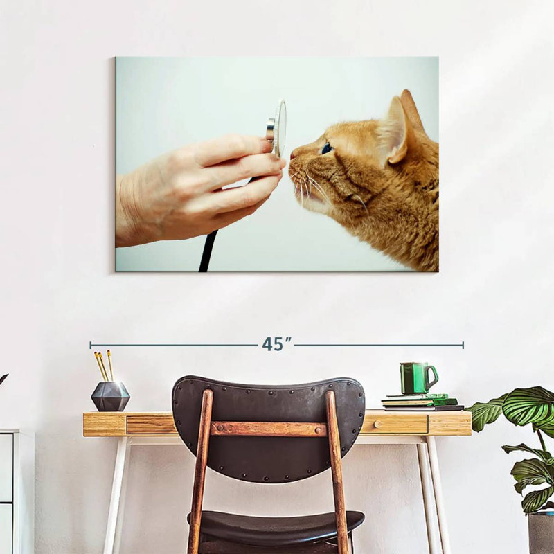 Chat chat sur toile, H 26 po x l 39 po x P 1,25 po