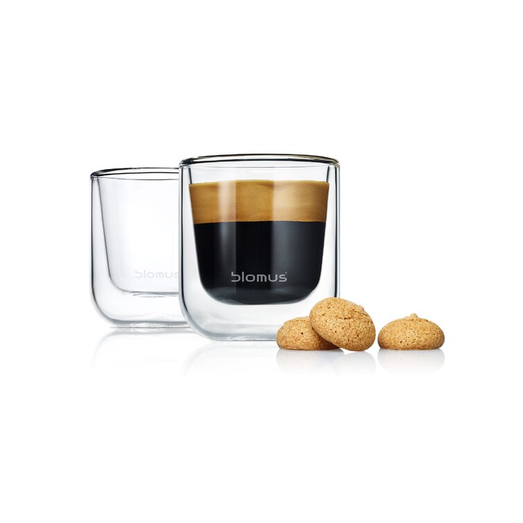 Espresso Cups Set Of 2, Insulated Espresso Shot Glass 4.3 OZ, Clear Glass  Expresso Coffee Cup with Handle, Borosilicate Espresso Accessories, Small