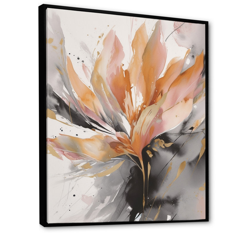 Abstraction de marbre orange et gris hypnotique - art mural abstrait en marbre, H 40 po x l 30 po, Noir