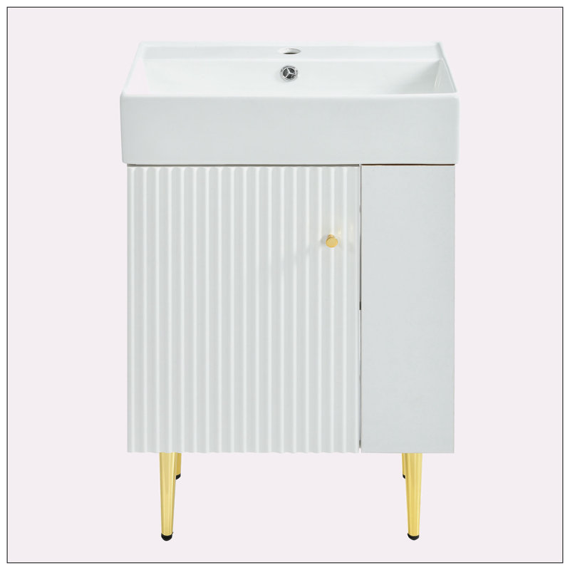 Foluke 21.6'' Single Bathroom Vanity with Ceramic Top