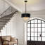 Lustre moderne en cristal noir, diamètre de 15 pouces, 5 lumières, hauteur réglable