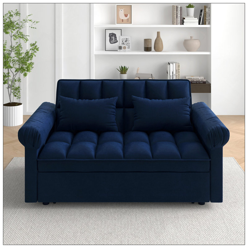Canapé-lit avec causeuse Loveseat, dossier réglable bleu