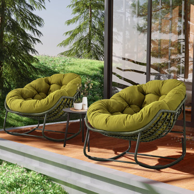 Belana Outdoor Rocking Chair,Oversized Rattan Egg Rocking Chair,Indoor Padded Cushion Rocker Chair