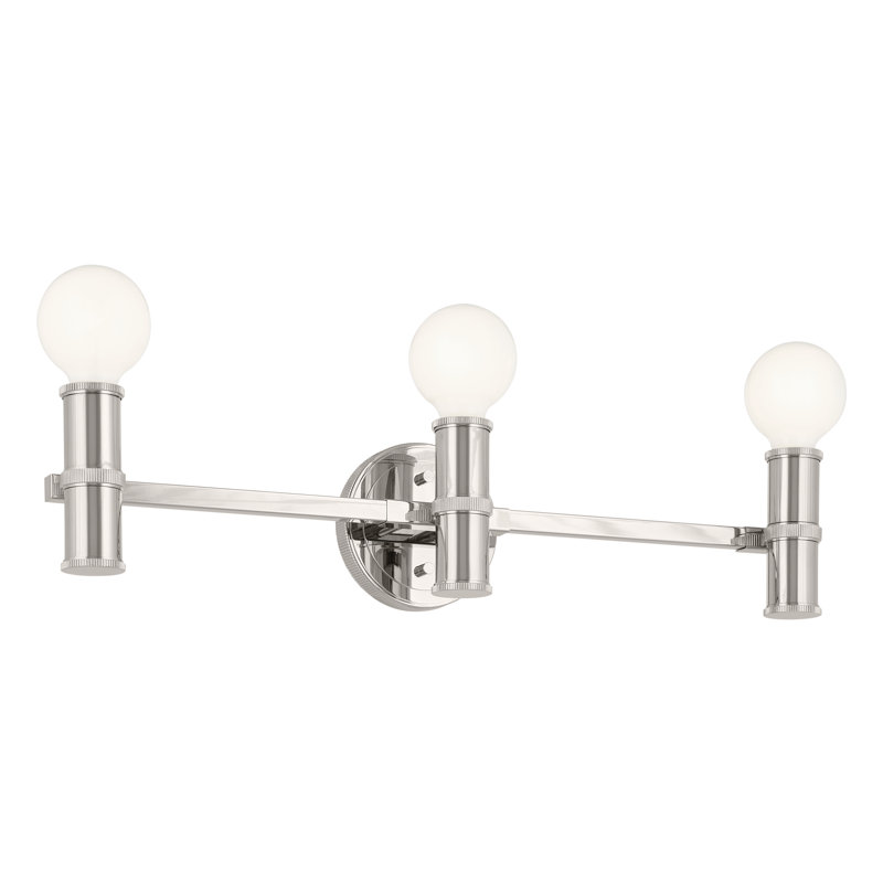 3-Light Polished Nickel Bath Vanity Light, Polished Nickel
