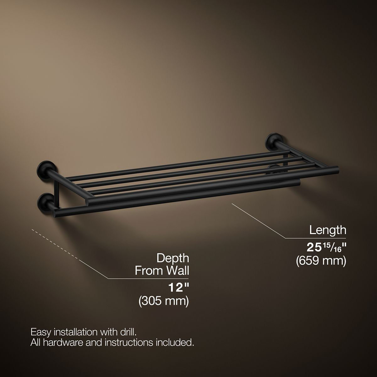 Purist 24" Bracket Shelf, Matte Black