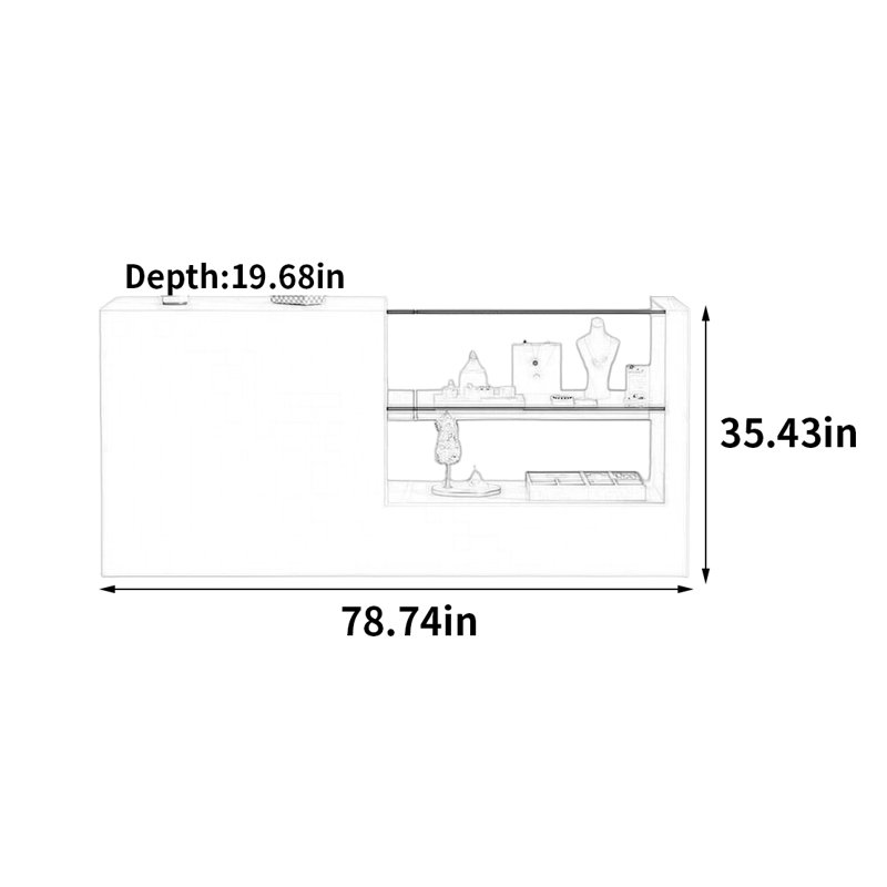 Armoire pour îlot central Fashion, H 35,43 po x l 78,74 po x P 19,68 po