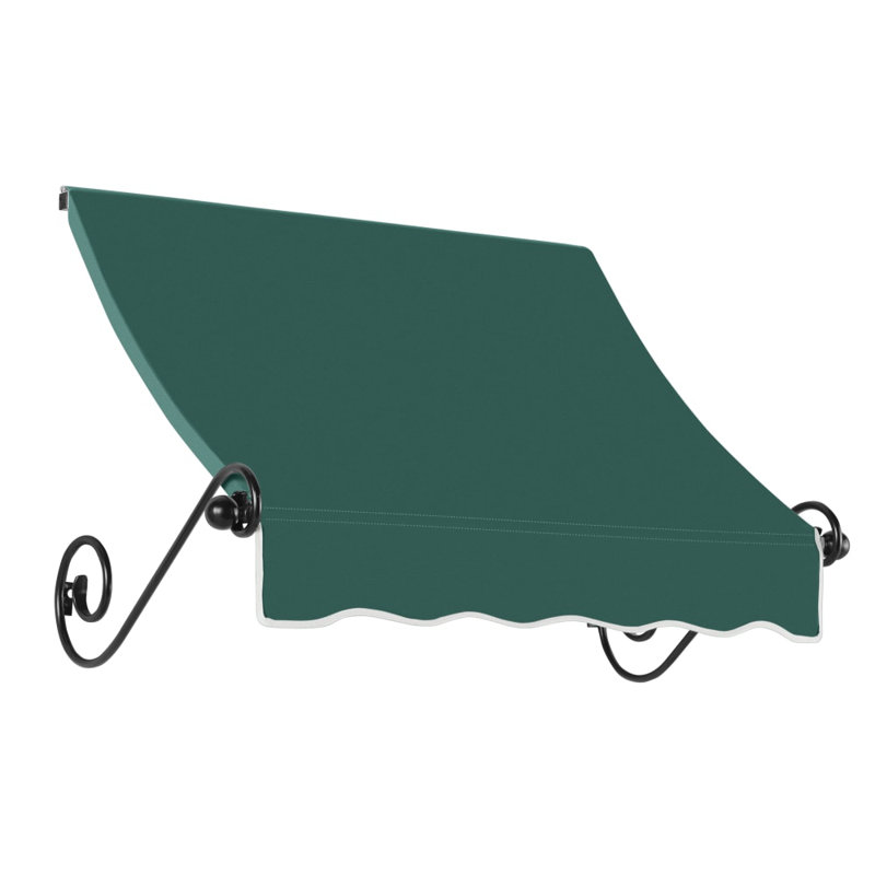 Awntech Charleston Acrylic Fabric Awning with Iron Scroll Arms, Forest, 36" H x 40.5" W x 24" D