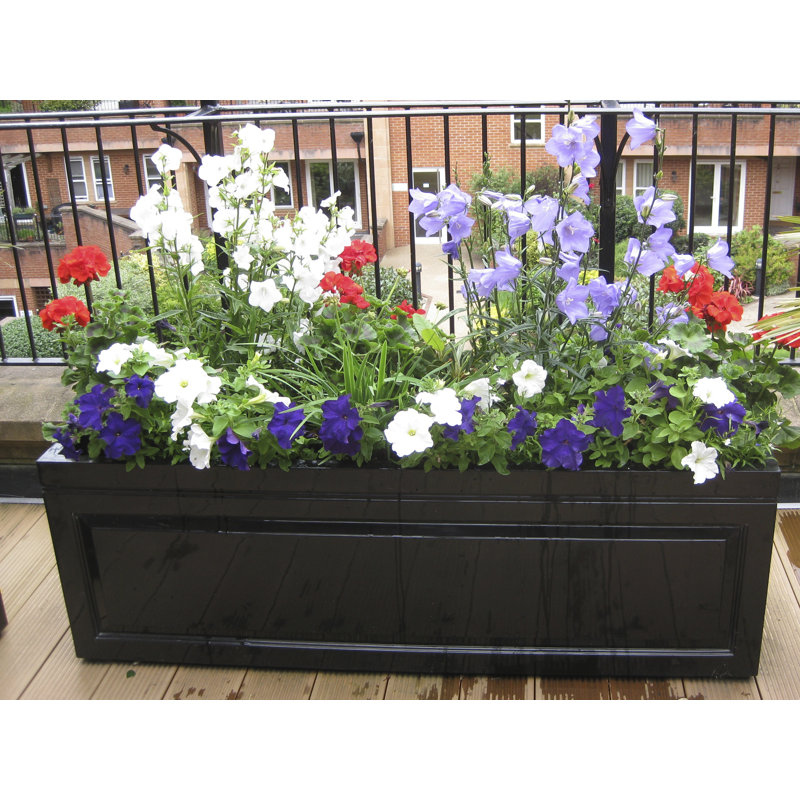 Haldeman Fibreglass Planter Box, White, 46cm H x 38cm W x 137cm D