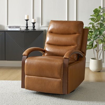 Azilda 29" Genuine Leather Manual Swivel Recliner