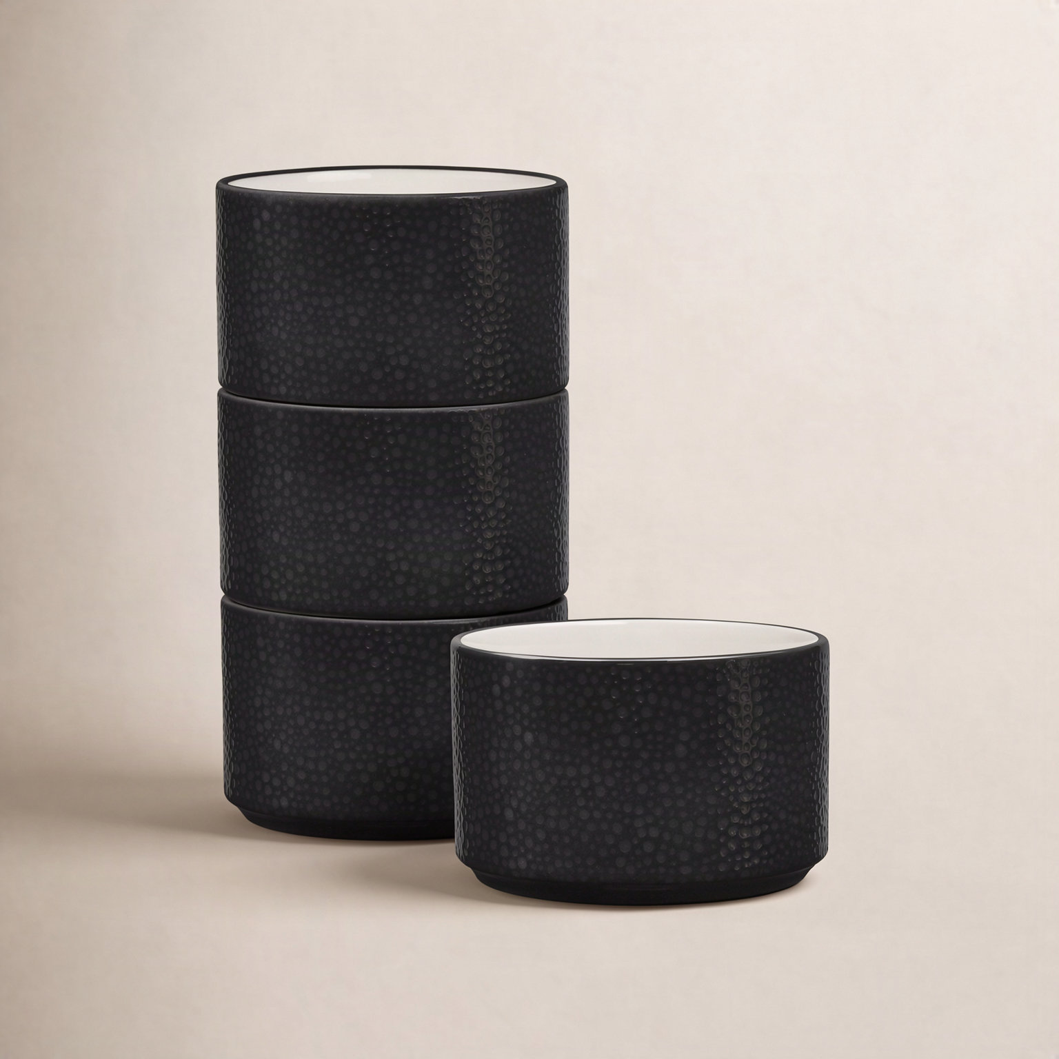 Colortex Stone Porcelain Dessert Bowl, Black
