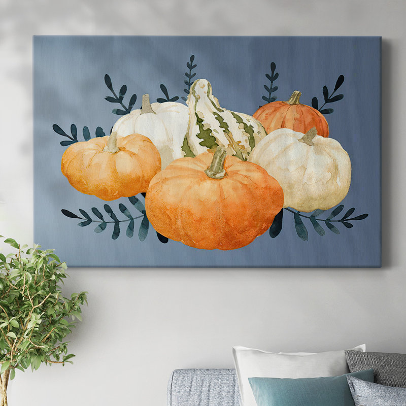 Automne orange et blues II - toile tendue avec châssis, H 18 po x l 27 po