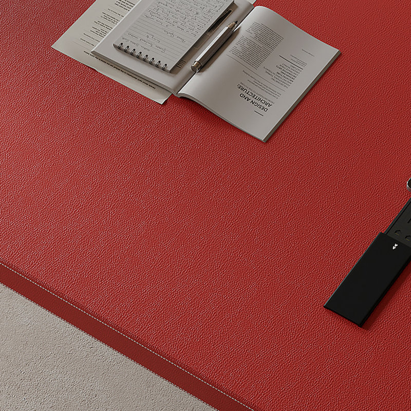 Red + Black Rectangular Solid Wood + Carbon Steel + Acrylic with 1 drawers desk, 29.53" H x 62.99" W x 31.5" D