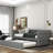 Twin Daybed With Trundle, Upholstered In Gray Comfort Padding Back Size Back, Construction